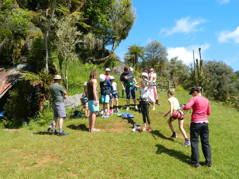 Preparing for abseiling at Stubbs Farm